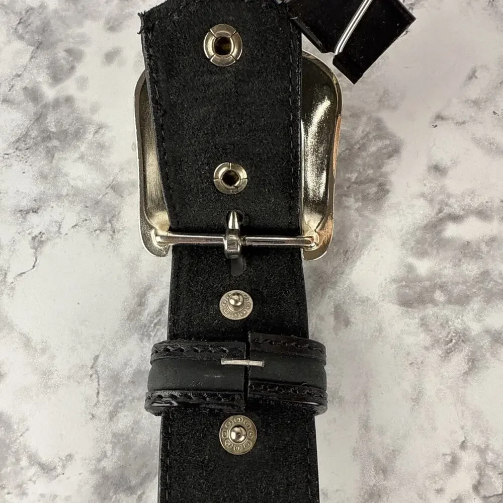 3D Mens Diamond Concho Embroidered Western Black Leather‎ Belt Size 40